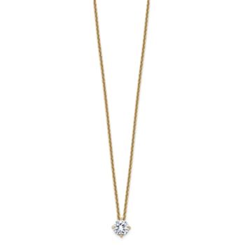 14K Yellow Gold 1/2 ct. 5.0mm Round G H I True Light Moissanite Pendant
with Chain