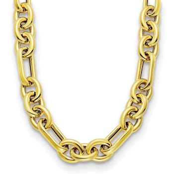 14K Yellow Gold 15mm Round and Oval Link 18-inch Necklace