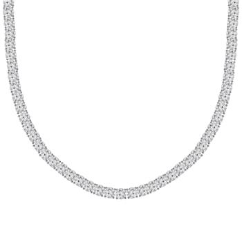 White Cubic Zirconia Platinum Over Sterling Silver Tennis Necklace 43.50ctw