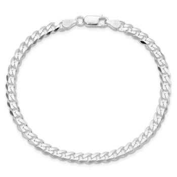 Rhodium Over Sterling Silver 4.5mm Curb Chain Bracelet