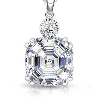 Square CZ Solitaire Pendant In Sterling Silver