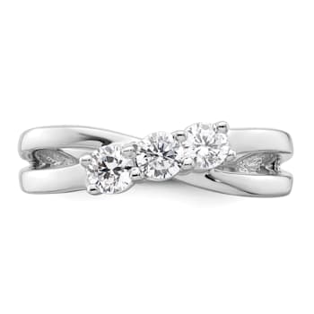 Rhodium Over 14K White Gold Lab Grown Diamond SI1/SI2, G H I, 3-Stone
Engagement Ring