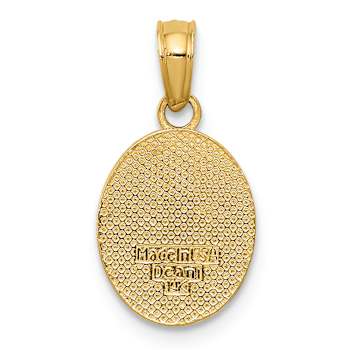 14k Yellow Gold Polished and Textured Small Fleur-De-Lis in Oval Pendant
