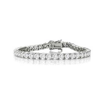 Princess-Cut CZ Tennis Bracelet In Rhodium Over Brass