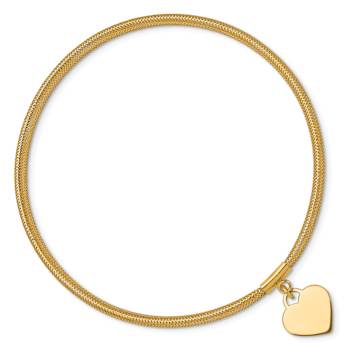 10k Yellow Gold Slip-On Heart Stretch Mesh Bracelet