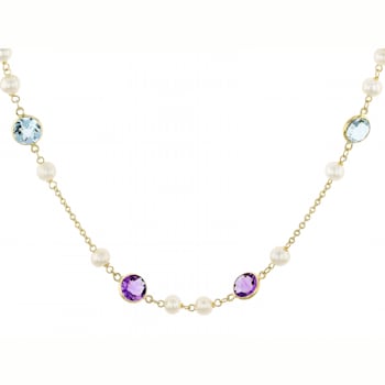 Multi-Gem 14k Yellow Gold 18" Necklace 9.19ctw