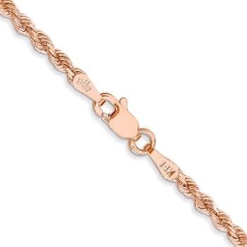 14k Rose Gold 2.25mm Solid Diamond-Cut Rope 20 Inch Chain
