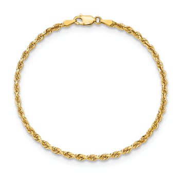 14k Yellow Gold 3mm Diamond-Cut Quadruple Rope Chain Bracelet