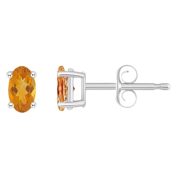 5x3mm Oval Citrine 14k White Gold Stud Earrings