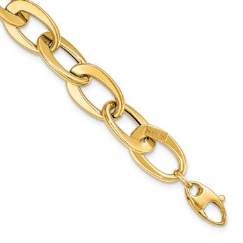14k Yellow Gold 9.7mm Polished Fancy Link Bracelet