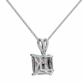 Multi-color Cubic Zirconia 14k White Gold Pendant With Chain 2.00ctw