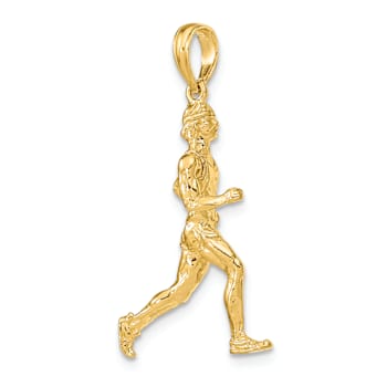 14k Yellow Gold 3D Polished and Textured Runner Charm