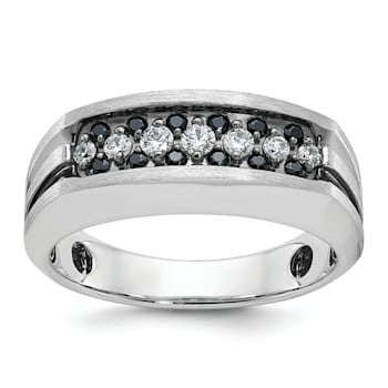 Rhodium Over 10K White Gold Men's Black and White Diamond Ring With
Black Rhodium 0.55ctw