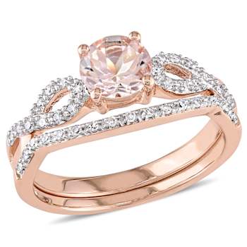 Morganite and Diamond 10K Rose Gold Ring 0.99ctw