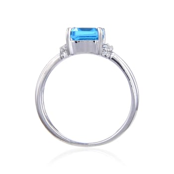 Blue and White Topaz Sterling Silver Ring, 2.17ctw