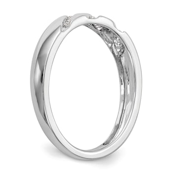 Rhodium Over 14K White Gold Diamond Trio Ladies Wedding Band 0.05ctw