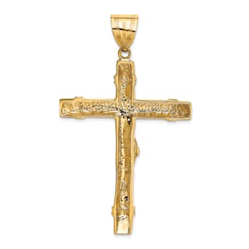14K Yellow and White Gold Cubic Zirconia Crucifix Pendant