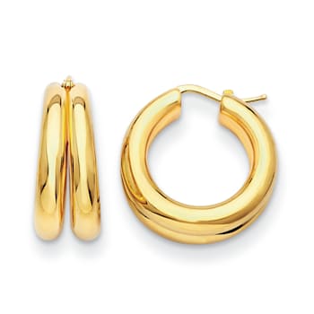 14K Yellow Gold Double Round Hoop Earrings