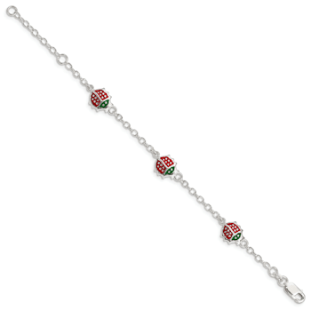 Sterling Silver Multi-color Enamel Ladybugs with 1-inch Extensions
Children's Bracelet