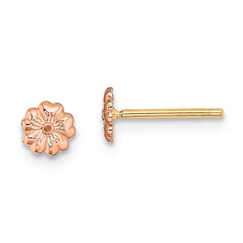 14k Rose Gold and 14k Yellow Gold 4.4mm Flower Stud Earrings