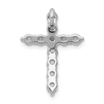 Rhodium Over 14k White Gold Diamond Cross Chain Slide Pendant