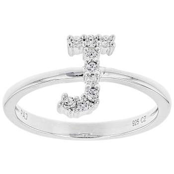 CZ Initial J Ring In Sterling Silver 0.24ctw