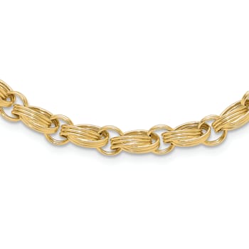 14K Yellow Gold Polished Oval Fancy Link Necklace