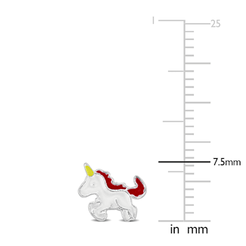 Children's Pink & White Enamel Unicorn Stud Earrings in Sterling Silver