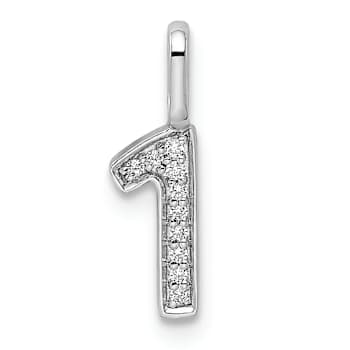 Rhodium Over 14k White Gold Diamond Number 1 Pendant