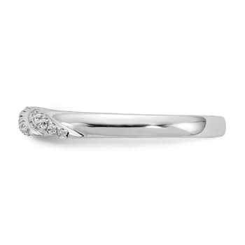 Rhodium Over 14K White Gold Diamond Trio Ladies Wedding Band 0.07ctw