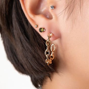 14K Yellow Gold Over Brass Link Hoops