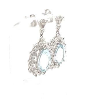 Aquamarine and Cubic Zirconia Rhodium Over Sterling Silver Center Design
Earrings 6.25ctw