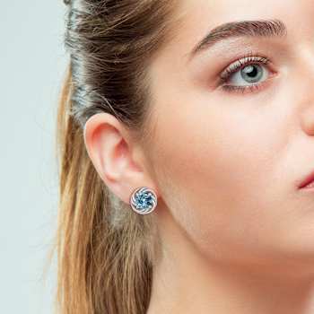 5ctw Sky Blue Topaz and White Topaz Stud Earrings in Sterling Silver