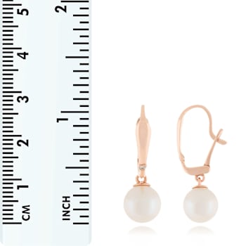 White Cultured Freshwater Pearl 14k Rose Gold Earrings 8-8.5