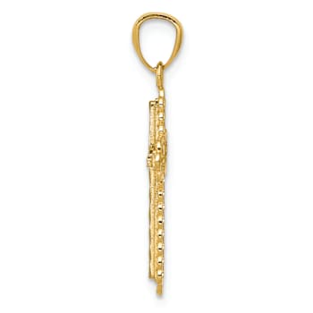 14K Two-tone Gold Diamond-Cut Cross Pendant