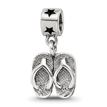 Sterling Silver Flip Flops Dangle Bead