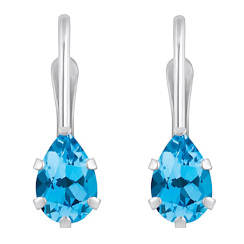 6x4mm Pear Shape Blue Topaz Rhodium Over 10k White Gold Drop Earrings