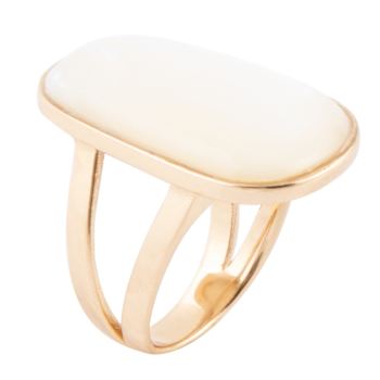 Barse Mother-Of-Pearl Open-Design Statement Ring In Bronze