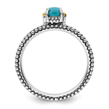 14K Yellow Gold Over Sterling Silver Stackable Expressions Turquoise
Antiqued Ring