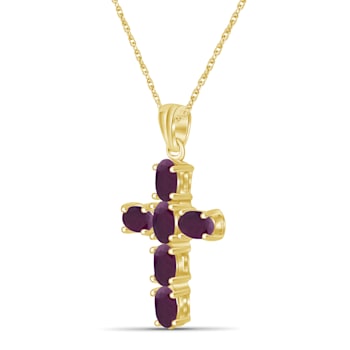Red Ruby with White Diamond Accent 14K Gold Over Sterling Silver Pendant
with Chain 2.60ctw