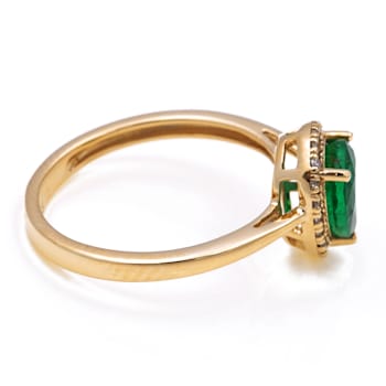 1.12 Ctw Emerald With 0.10 Ctw White Diamond Ring in 14K YG