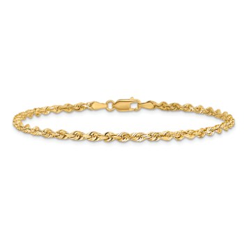 10k Yellow Gold 3mm Diamond-Cut Quadruple Rope Link Bracelet