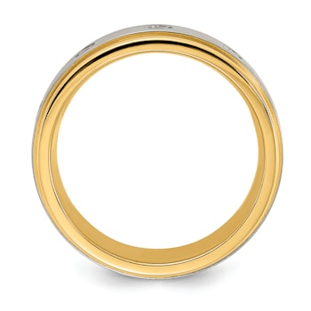 White Cubic Zirconia Yellow IP-Plating Over Titanium 8mm Men's Band Ring