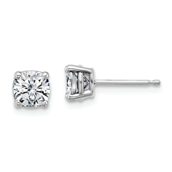 Rhodium Over 14K White Gold 1ct. 5.0mm Cushion D E F Pure Light
Moissanite Earrings