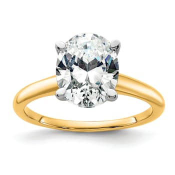 14K Yellow Gold With White Gold Accents 3 ct. D E F Pure Light Oval
Moissanite Solitaire Ring