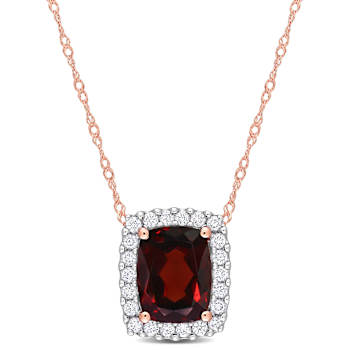 Garnet & Diamond 14K Rose Gold Pendant With Chain 2.44ctw