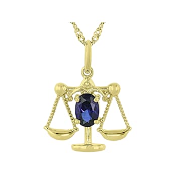 Lab Created Sapphire Libra Birthstone Pendant