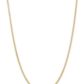 14k Yellow Gold 2.3mm Solid Flat Wheat 16 Inch Chain