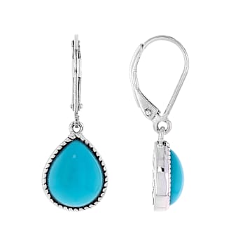 Turquoise Sterling Silver Earrings 10x8mm