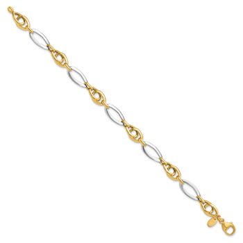 14K Two-tone Gold Polished Fancy Link Bracelet